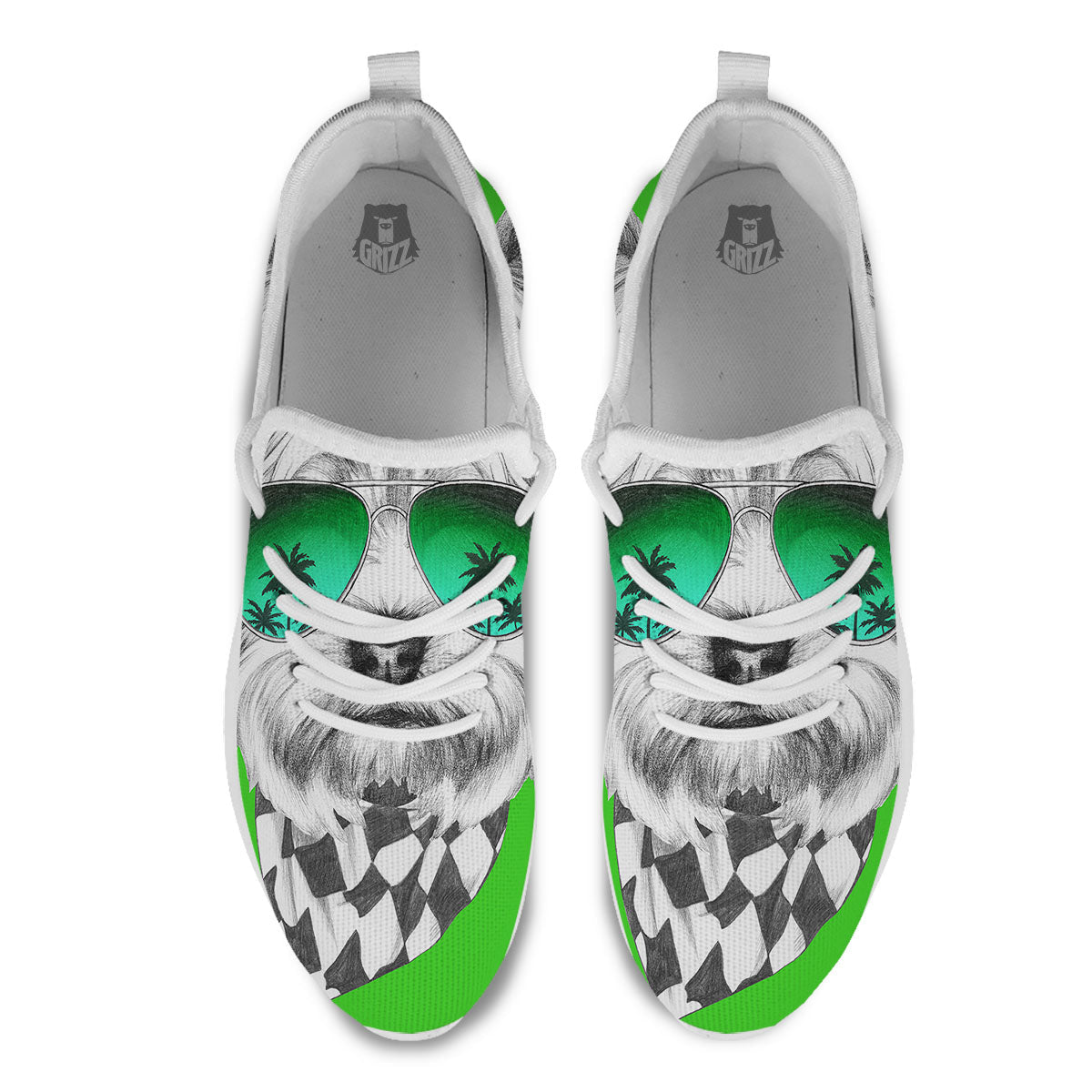 Yorkshire Terrier Sunglasses Print White Athletic Shoes-grizzshop