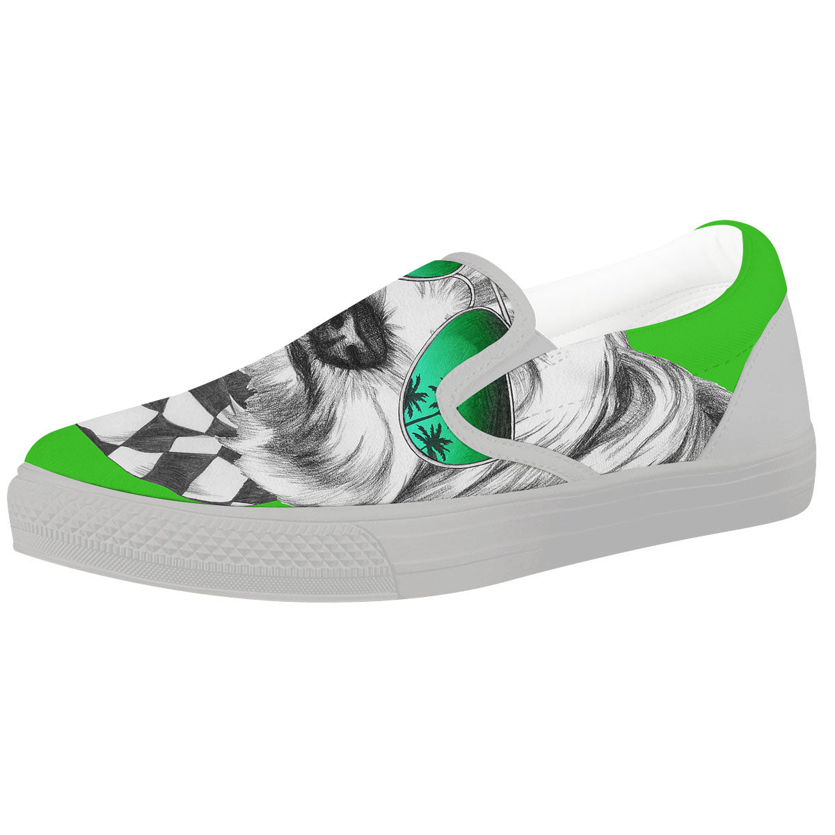 Yorkshire Terrier Sunglasses Print White Slip On Shoes-grizzshop