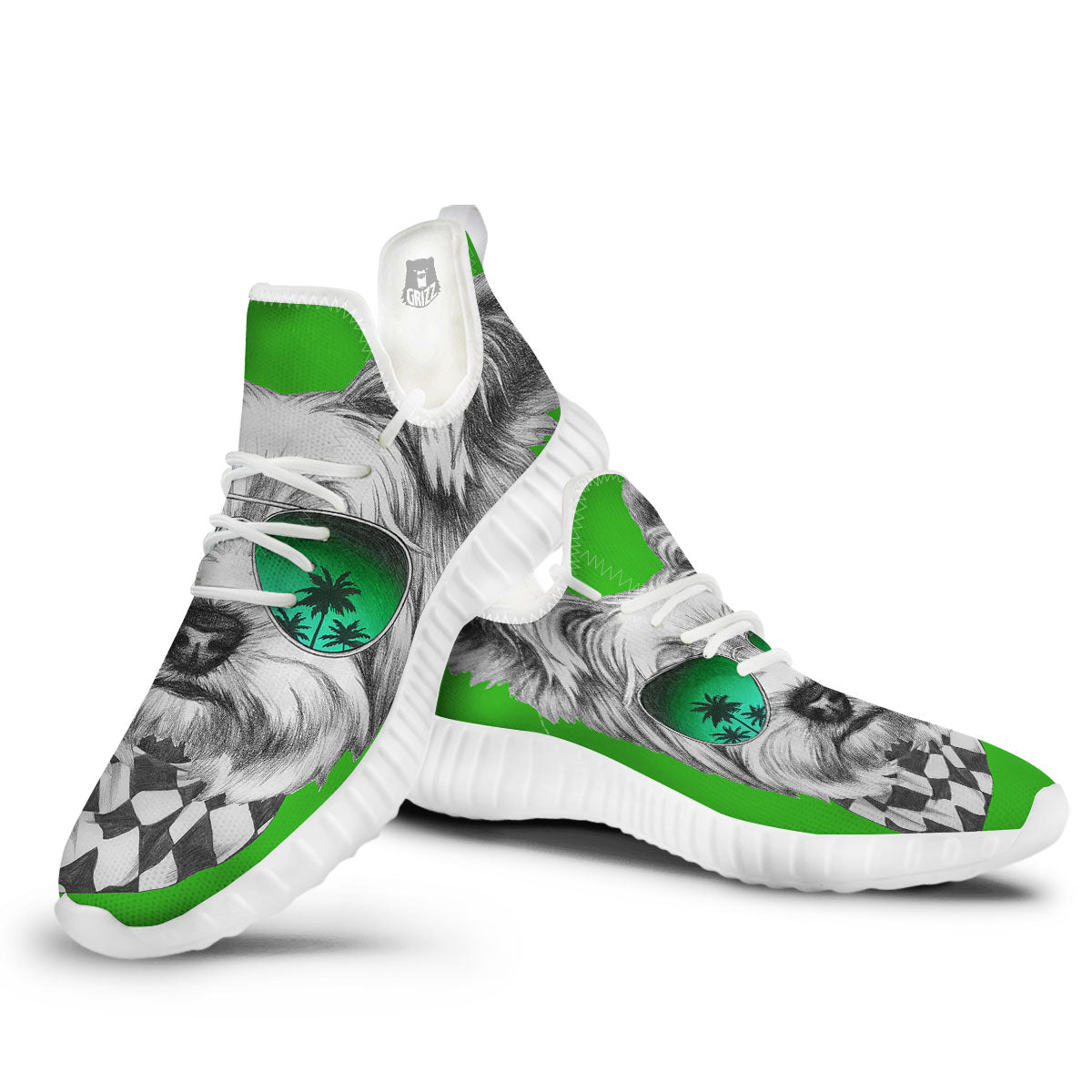 Yorkshire Terrier Sunglasses Print White Walking Shoes-grizzshop