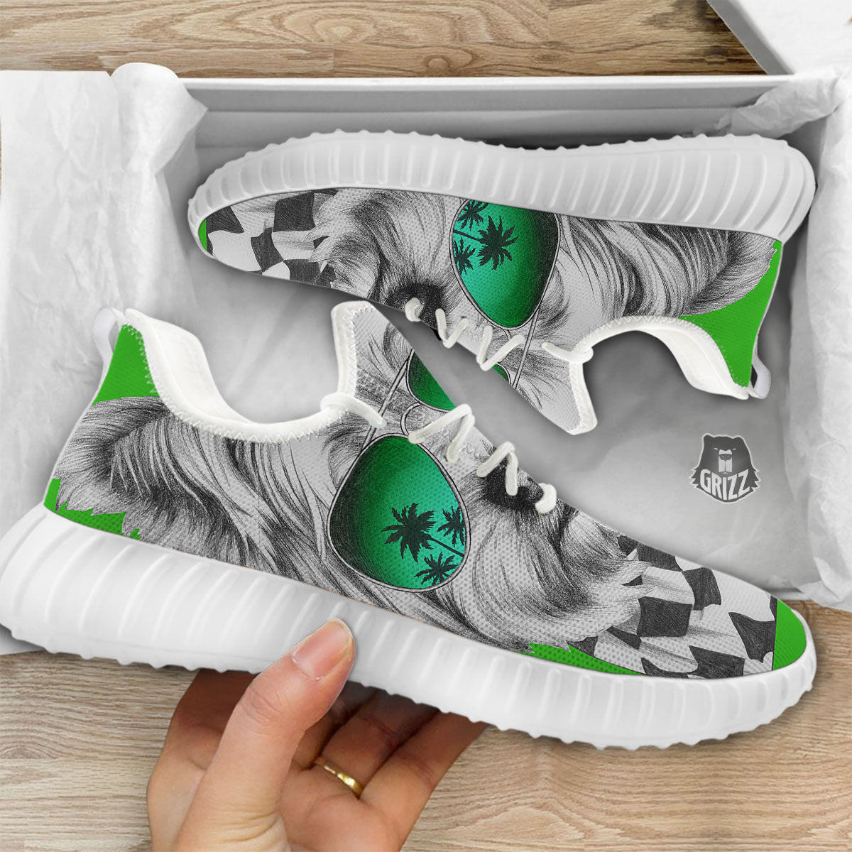 Yorkshire Terrier Sunglasses Print White Walking Shoes-grizzshop