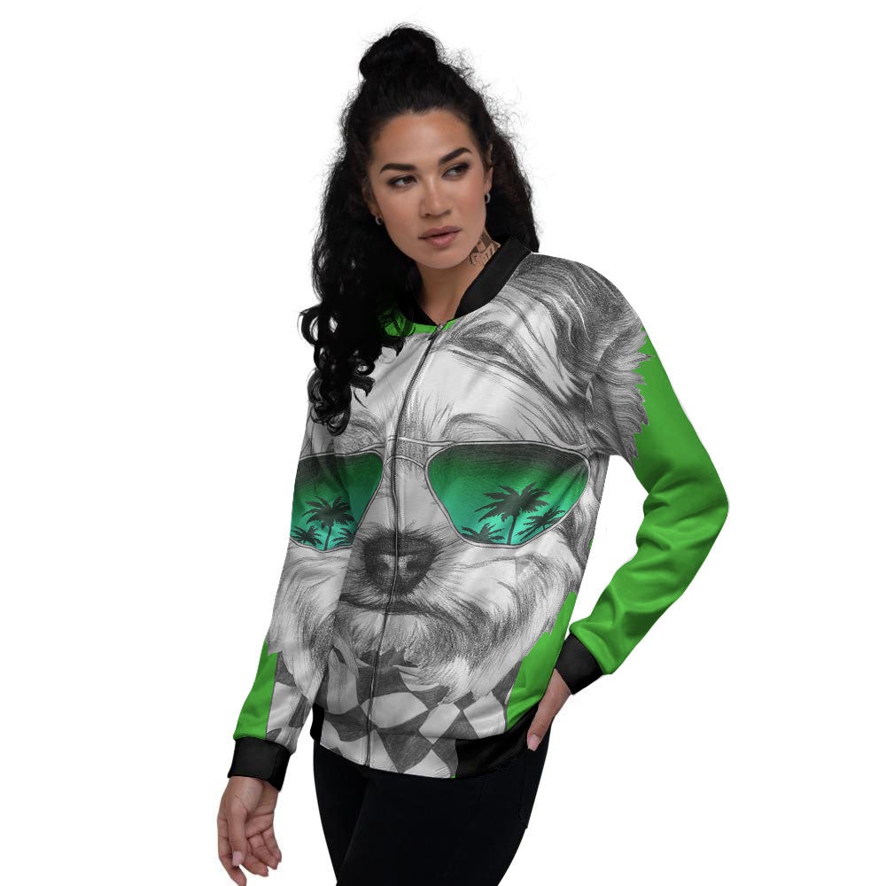 Yorkshire Terrier Sunglasses Print Women's Bomber Jacket-grizzshop