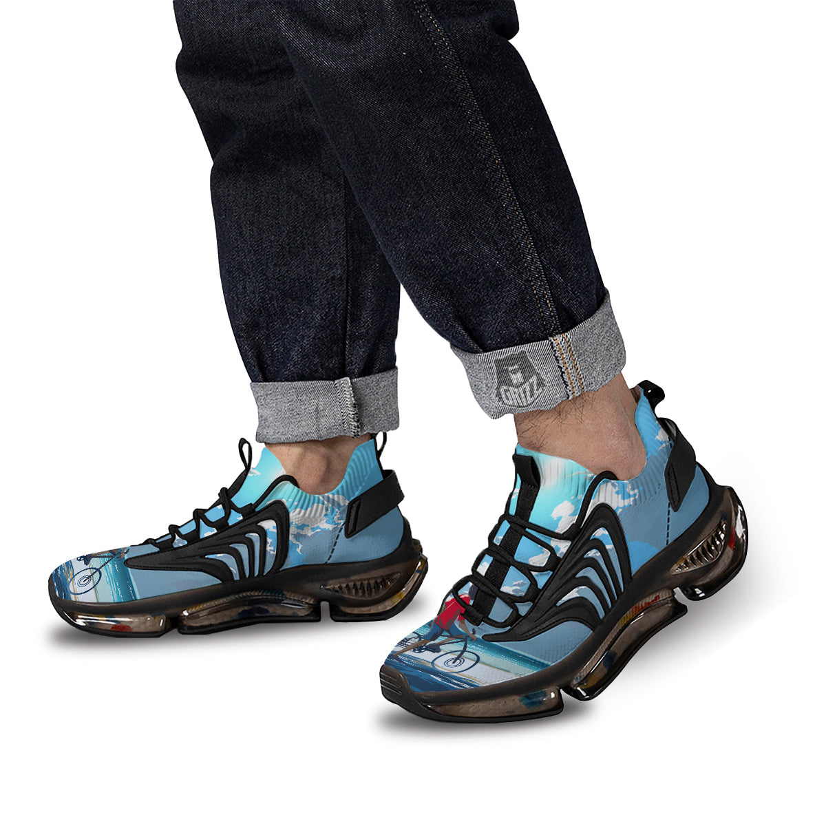 Young Man Looking At The Meteor Print Black Gym Shoes-grizzshop