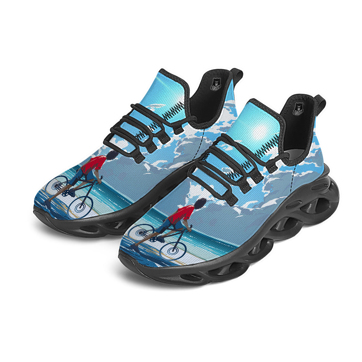 Young Man Looking At The Meteor Print Black Running Shoes-grizzshop