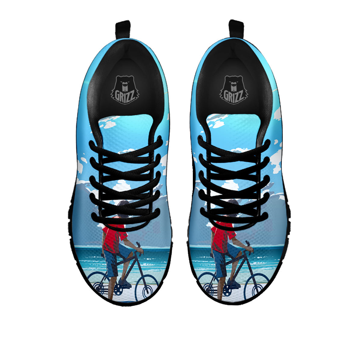 Young Man Looking At The Meteor Print Black Sneaker-grizzshop