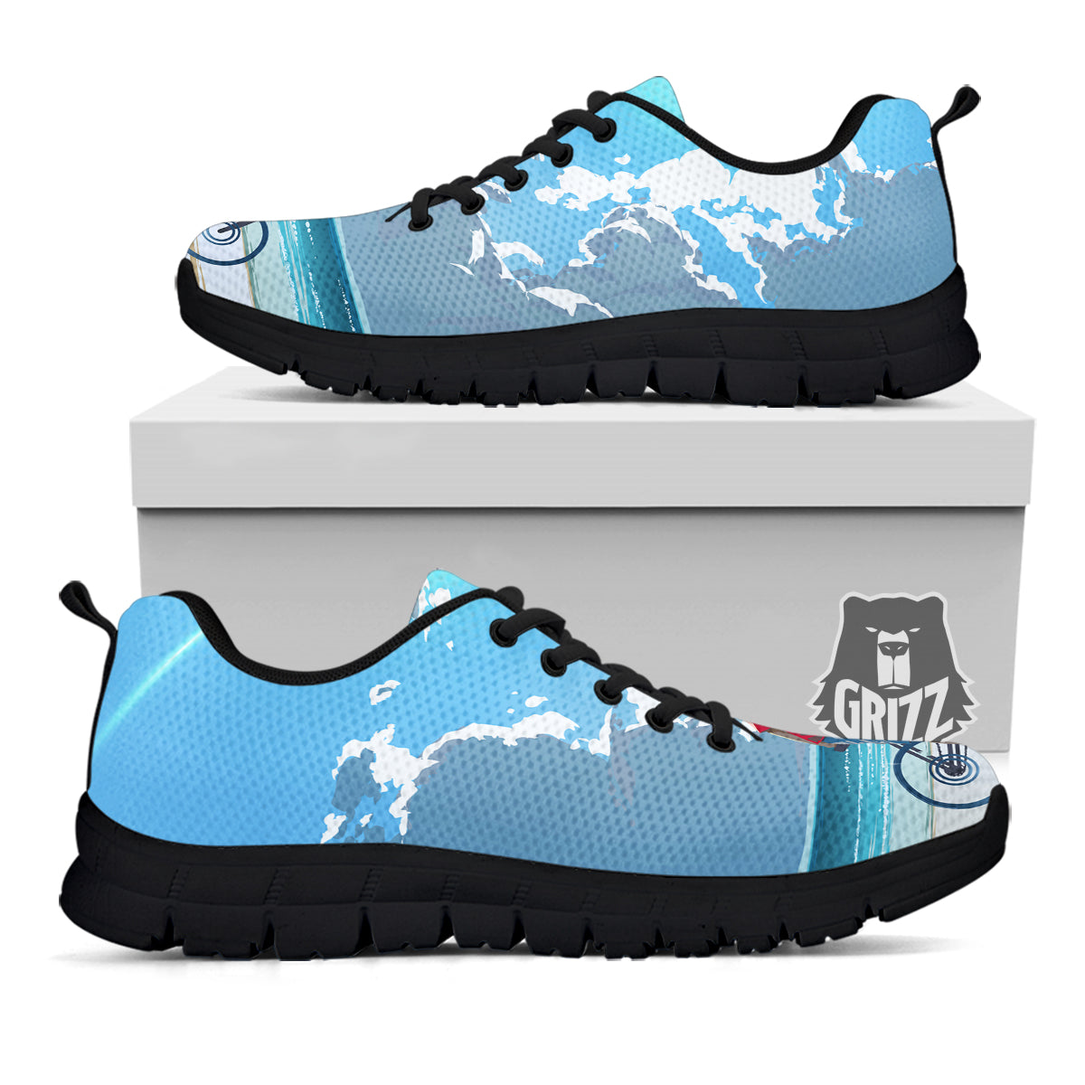 Young Man Looking At The Meteor Print Black Sneaker-grizzshop