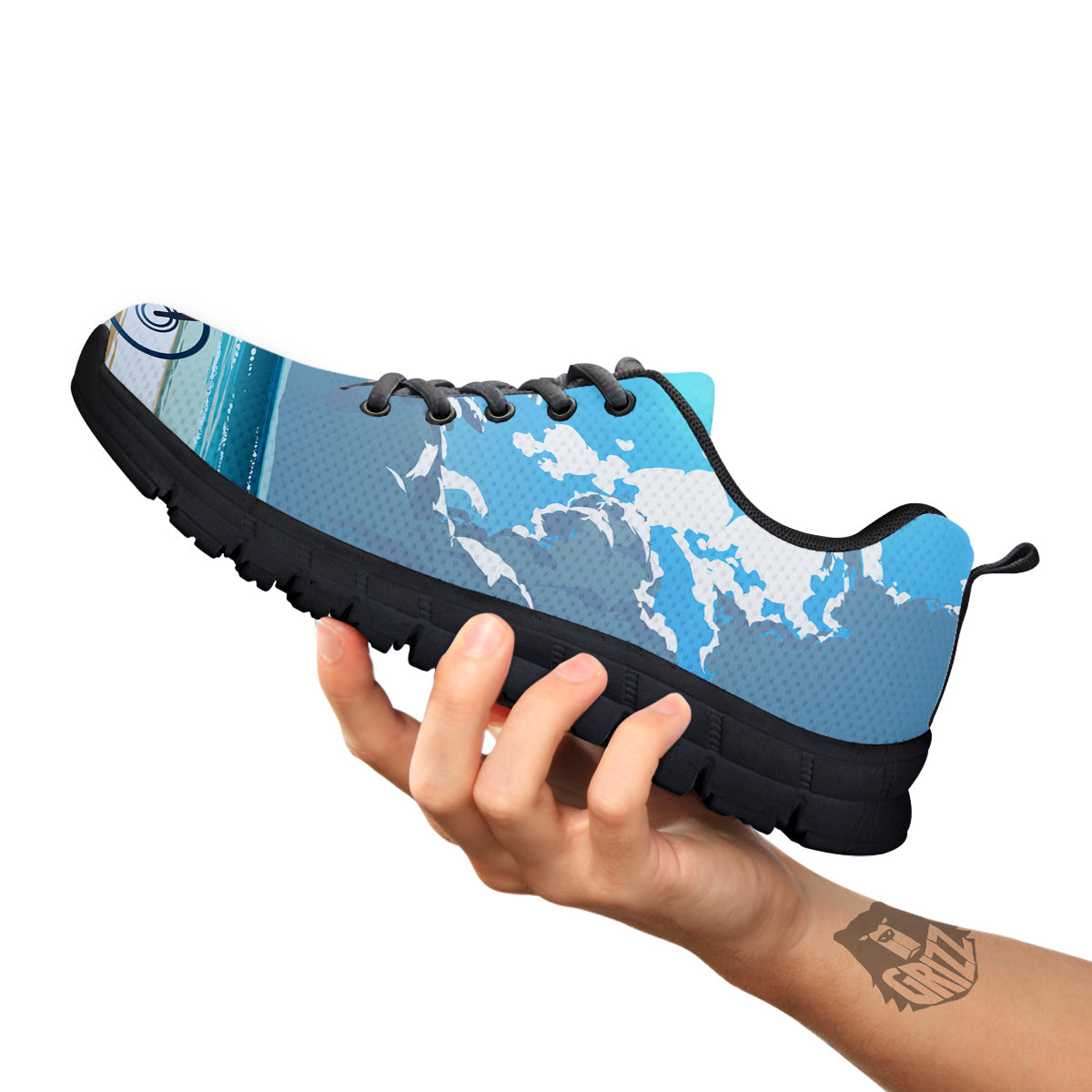 Young Man Looking At The Meteor Print Black Sneaker-grizzshop