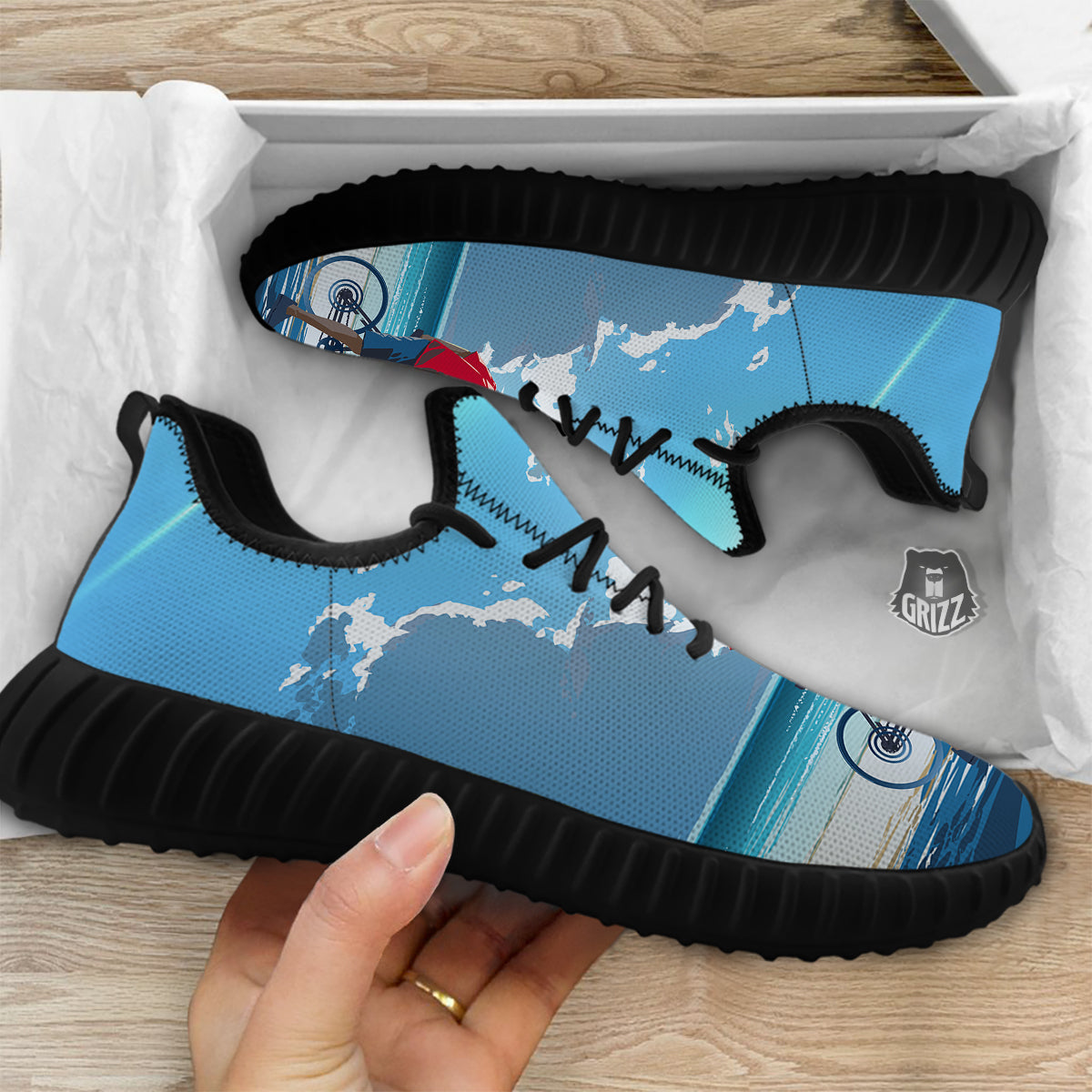 Young Man Looking At The Meteor Print Black Walking Shoes-grizzshop