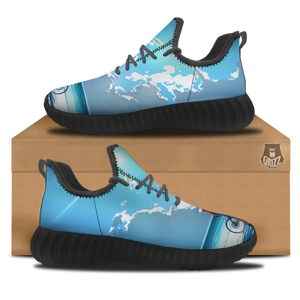 Young Man Looking At The Meteor Print Black Walking Shoes-grizzshop