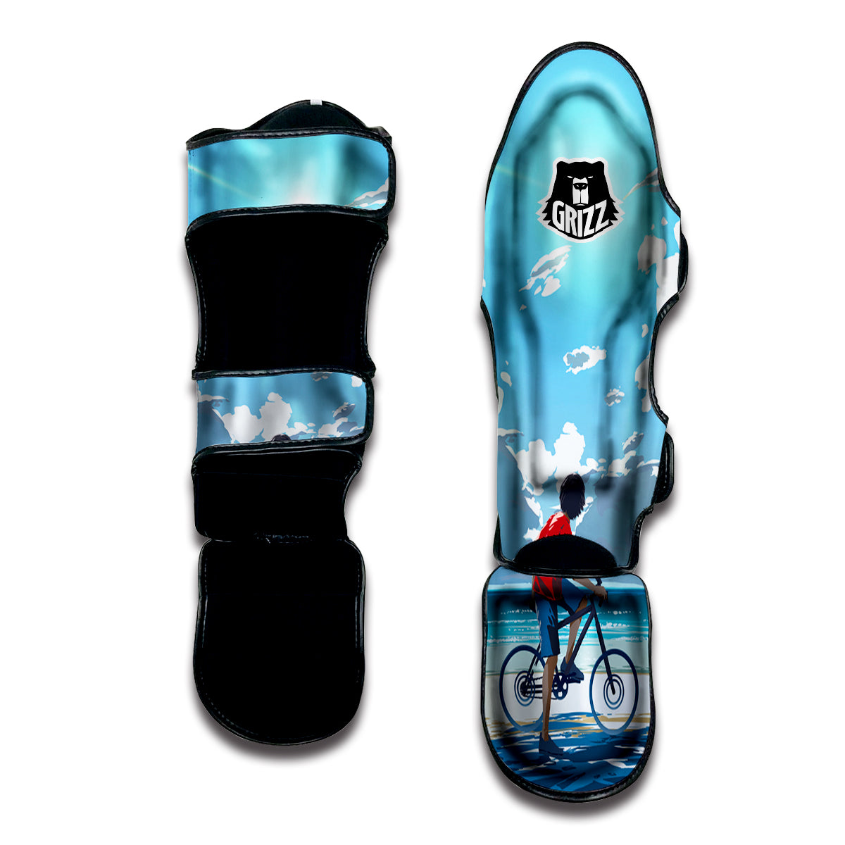 Young Man Looking At The Meteor Print Muay Thai Shin Guards-grizzshop