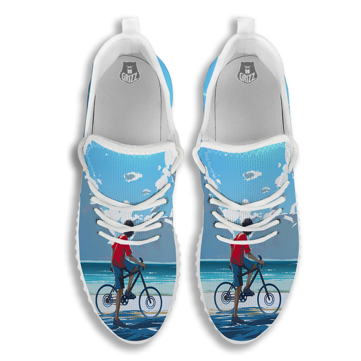 Young Man Looking At The Meteor Print White Walking Shoes-grizzshop
