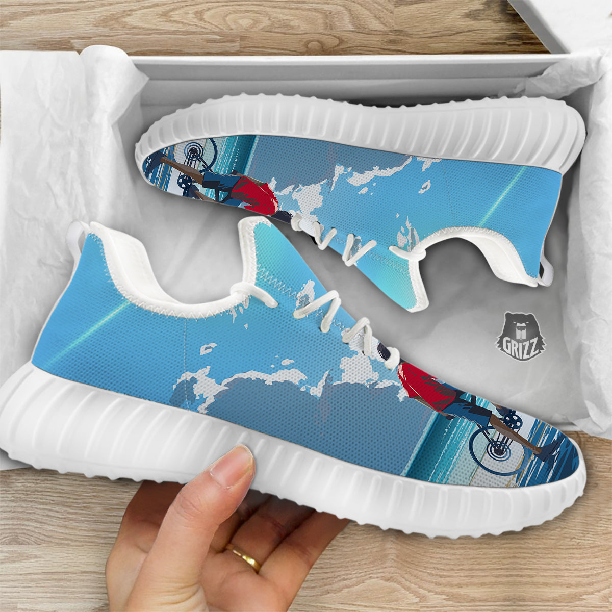 Young Man Looking At The Meteor Print White Walking Shoes-grizzshop