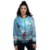 Young Man Looking At The Meteor Print Women's Bomber Jacket-grizzshop