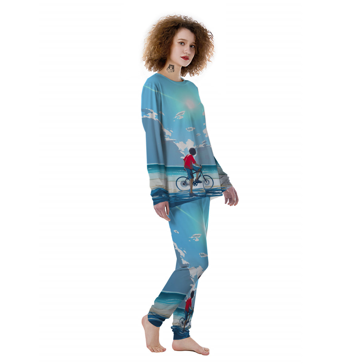 Young Man Looking At The Meteor Print Women's Pajamas-grizzshop