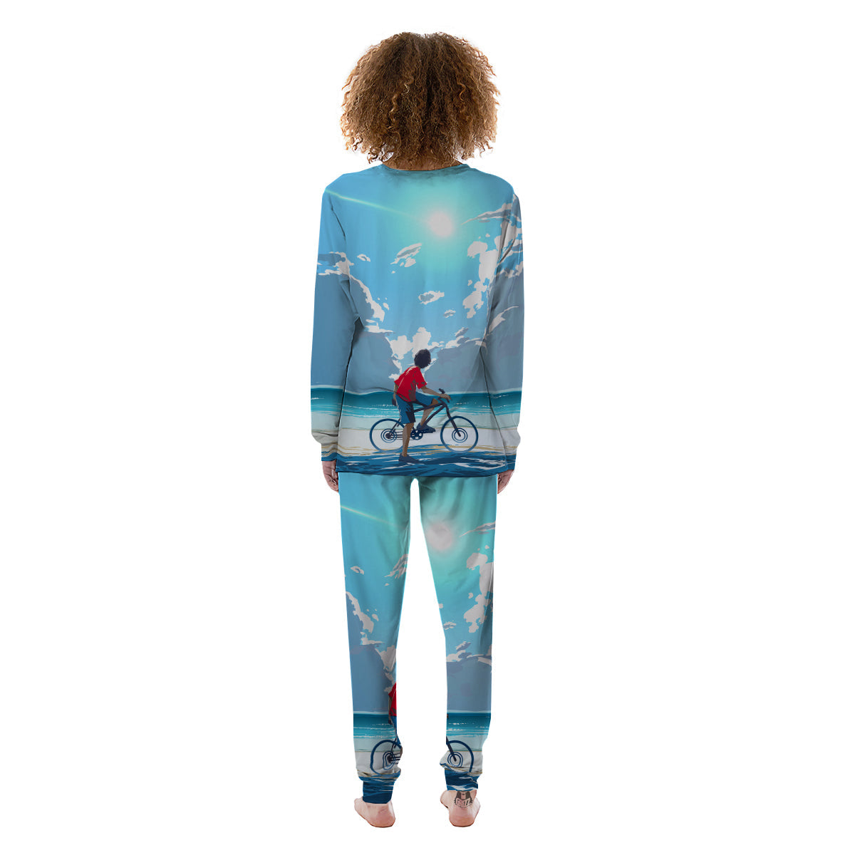 Young Man Looking At The Meteor Print Women's Pajamas-grizzshop