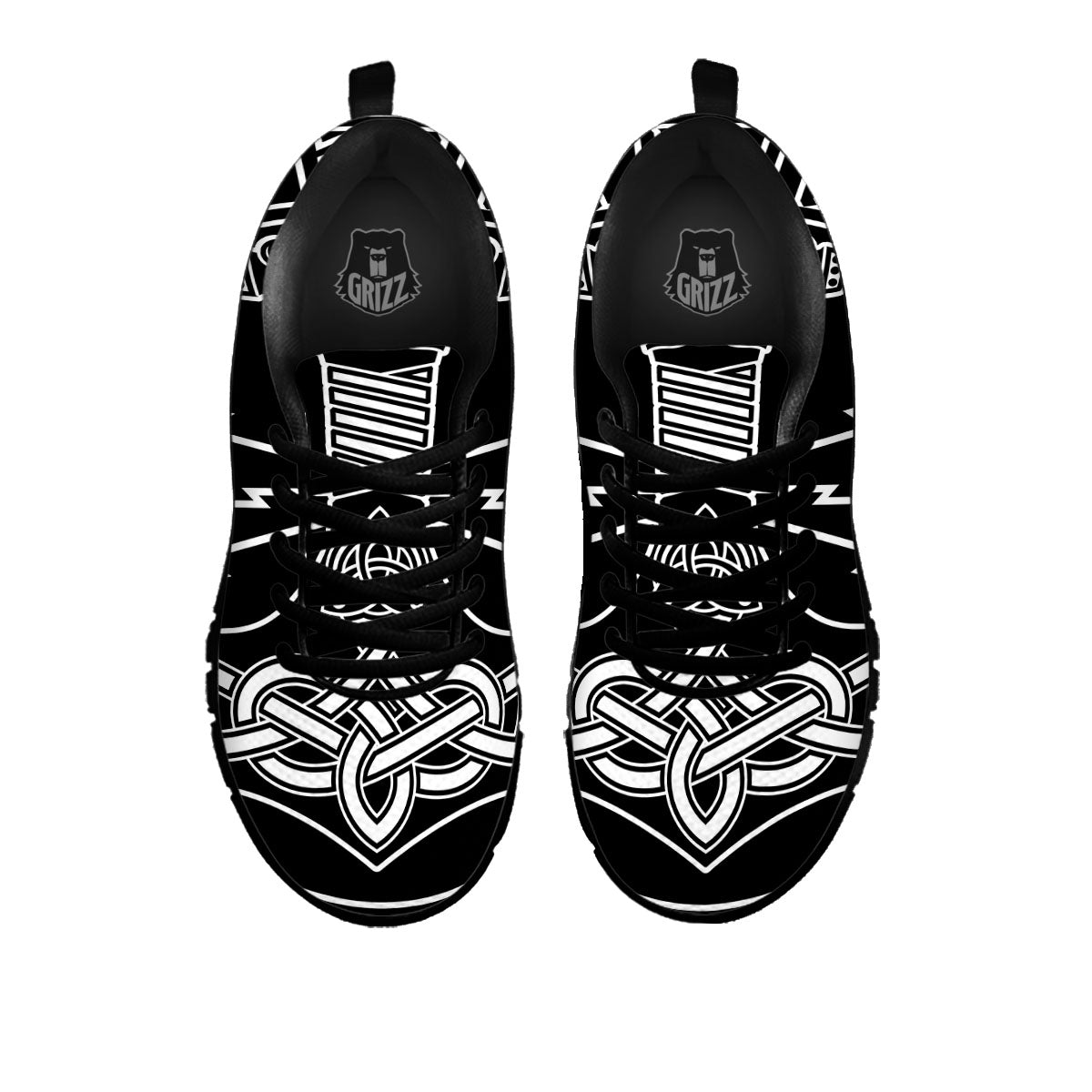 Younger Futhark And Mjolnir Print Black Sneaker-grizzshop