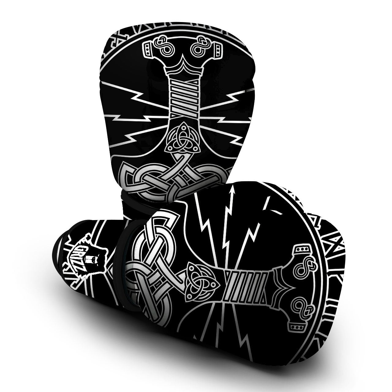 Younger Futhark And Mjolnir Print Boxing Gloves-grizzshop