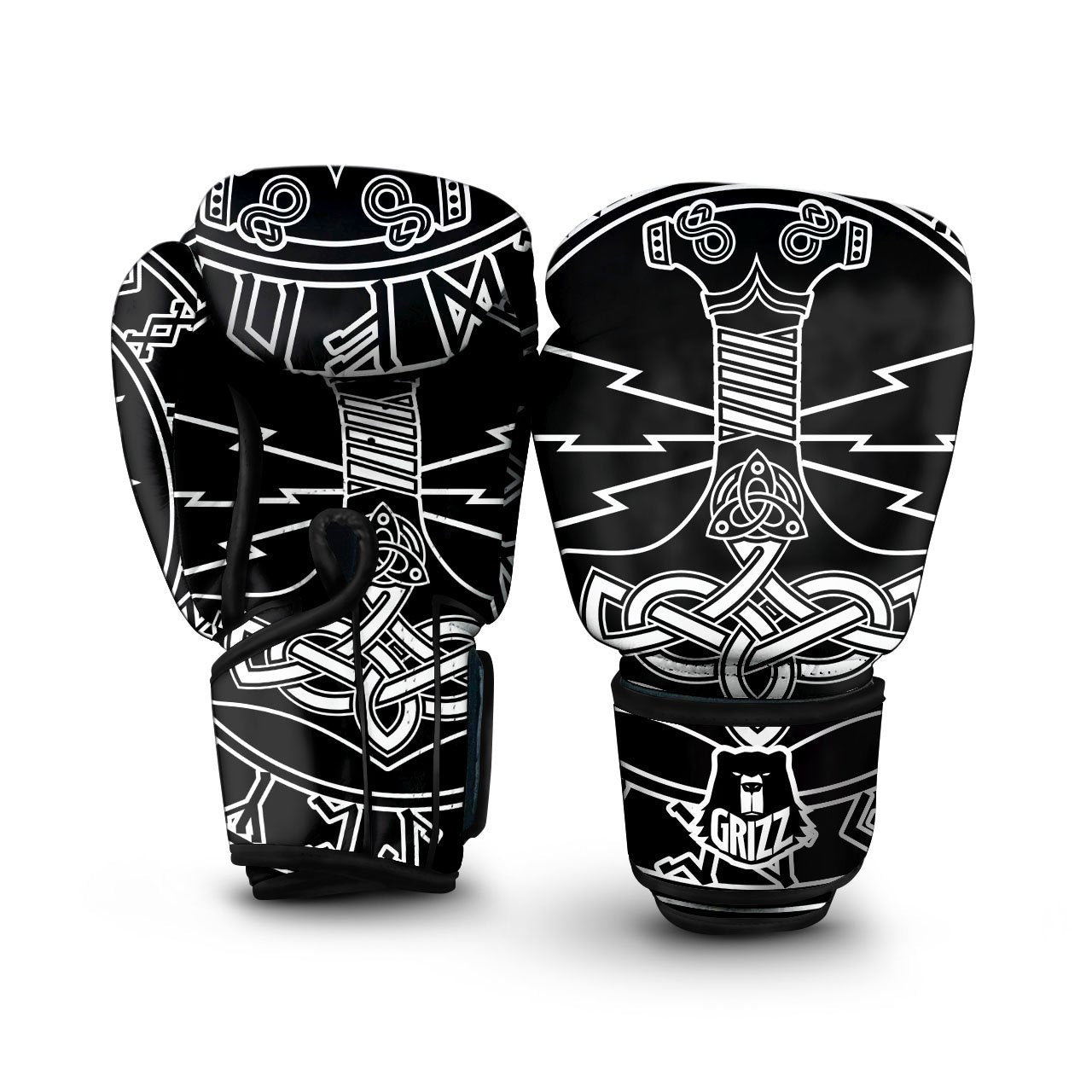 Younger Futhark And Mjolnir Print Boxing Gloves-grizzshop