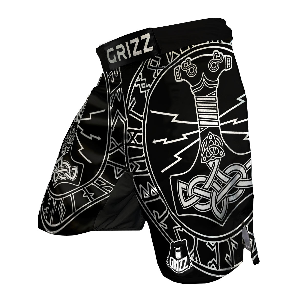 Younger Futhark And Mjolnir Print MMA Shorts-grizzshop