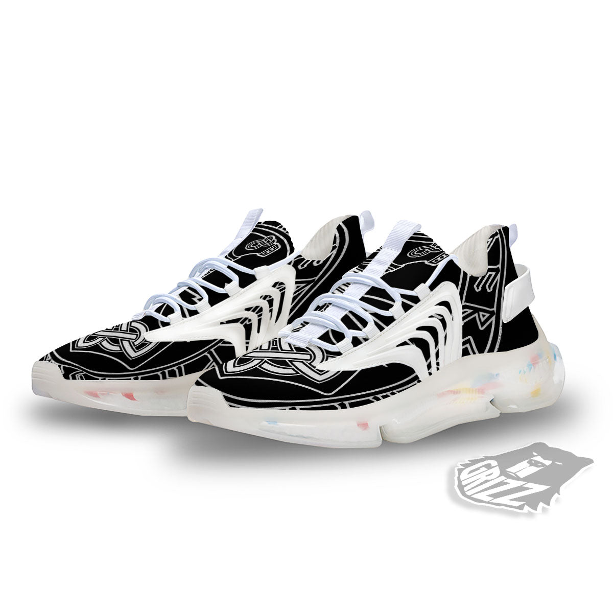 Younger Futhark And Mjolnir Print White Gym Shoes-grizzshop