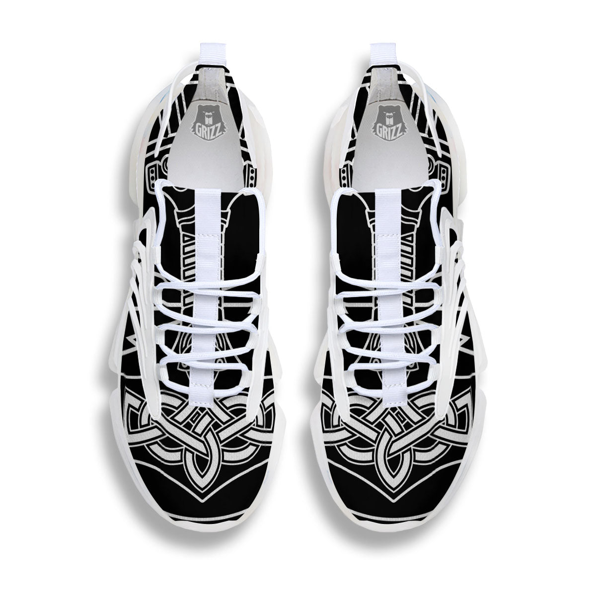 Younger Futhark And Mjolnir Print White Gym Shoes-grizzshop
