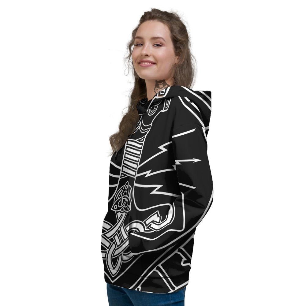 Younger Futhark And Mjolnir Print Women's Hoodie-grizzshop