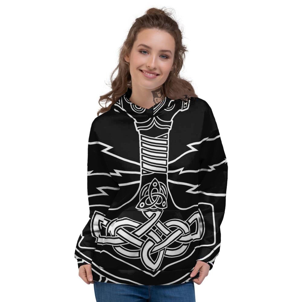 Younger Futhark And Mjolnir Print Women's Hoodie-grizzshop