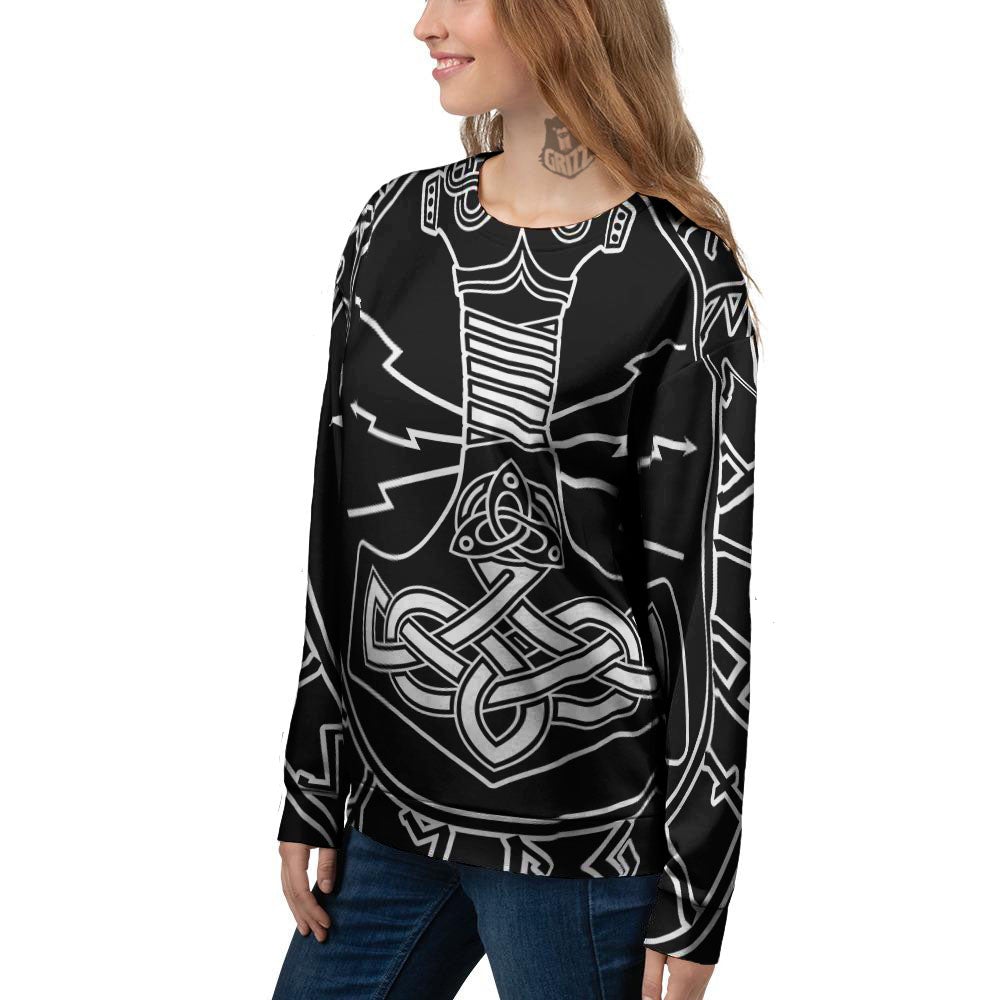 Younger Futhark And Mjolnir Print Women's Sweatshirt-grizzshop