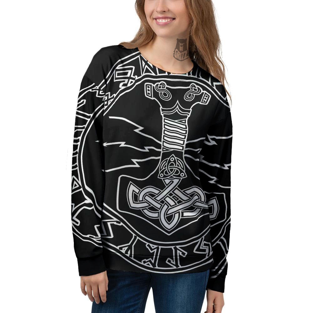 Younger Futhark And Mjolnir Print Women's Sweatshirt-grizzshop