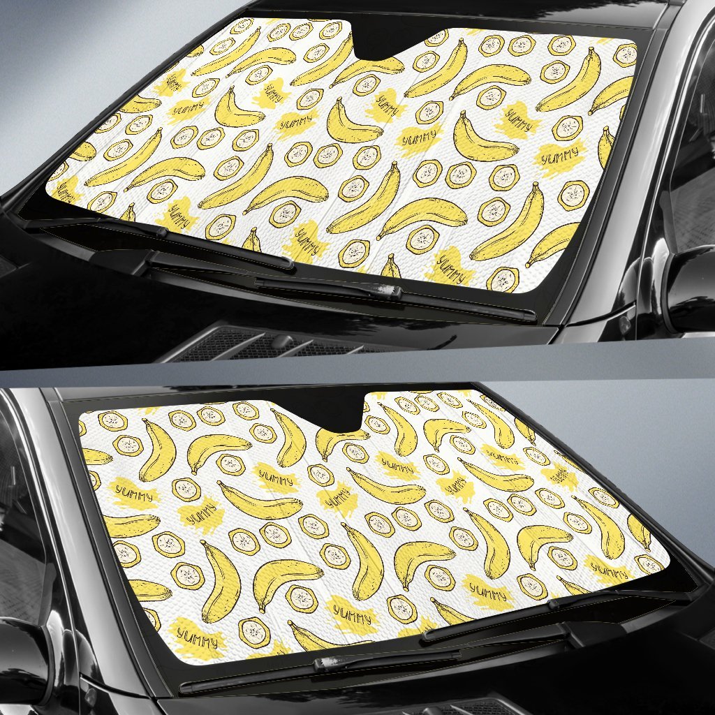Yummy Banana Pattern Print Car Sun Shade-grizzshop