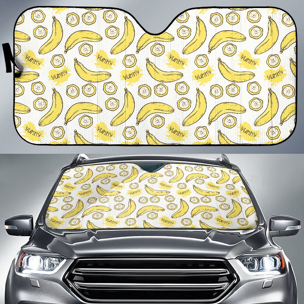 Yummy Banana Pattern Print Car Sun Shade-grizzshop