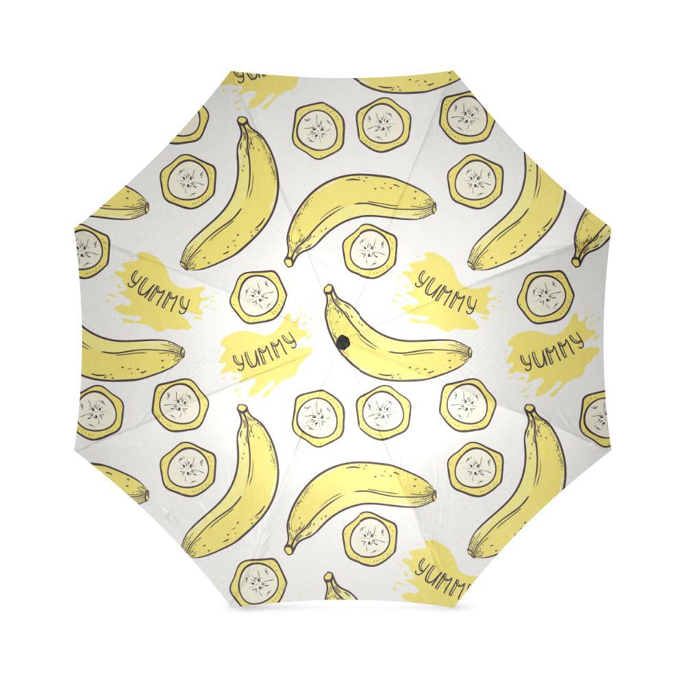 Yummy Banana Pattern Print Foldable Umbrella-grizzshop