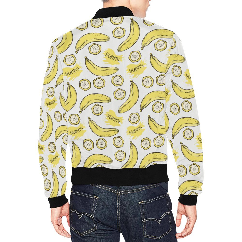 Yummy Banana Pattern Print Men's Bomber Jacket-grizzshop