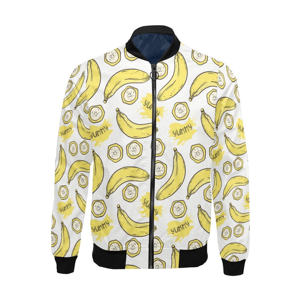 Yummy Banana Pattern Print Men's Bomber Jacket-grizzshop