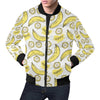 Yummy Banana Pattern Print Men's Bomber Jacket-grizzshop