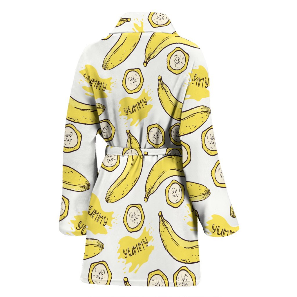 Yummy Banana Pattern Print Women Long Robe-grizzshop