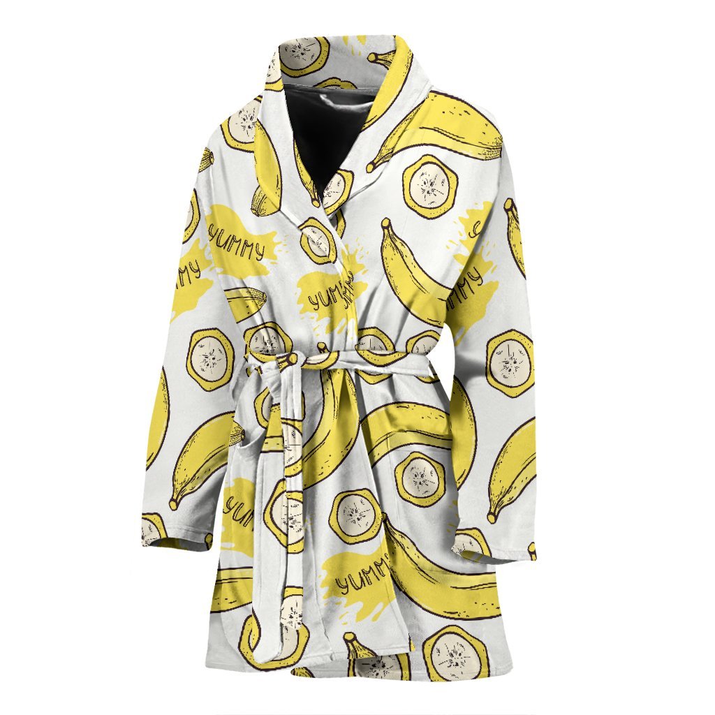 Yummy Banana Pattern Print Women Long Robe-grizzshop