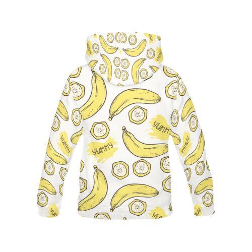 Yummy Banana Pattern Print Women Pullover Hoodie-grizzshop