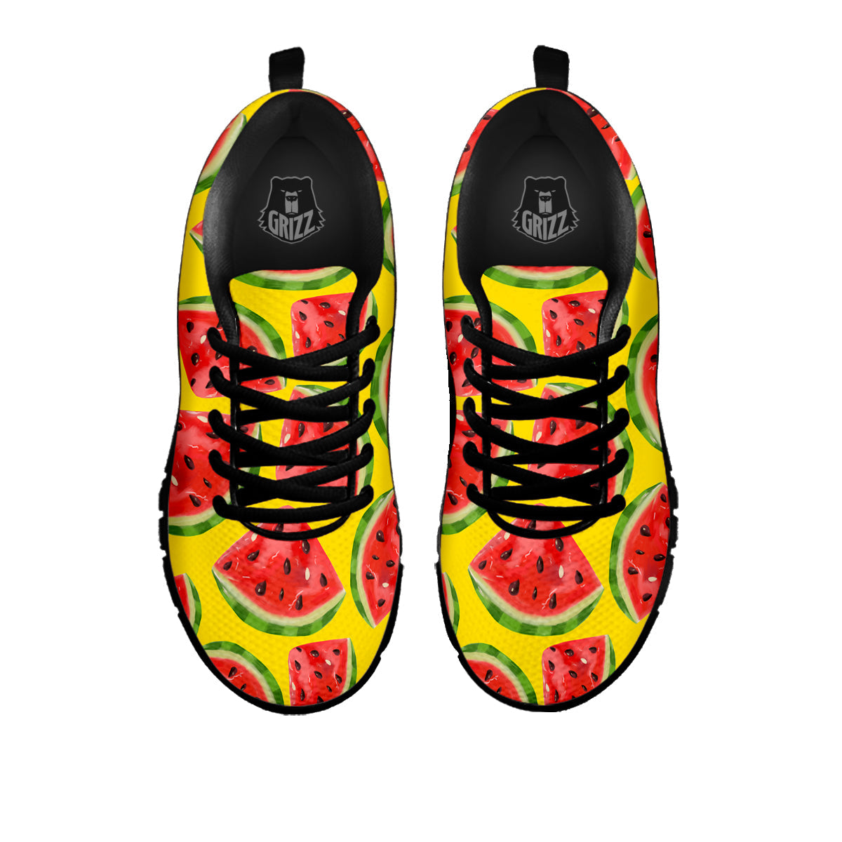 Yummy Watermelon Pieces Print Pattern Black Sneaker-grizzshop