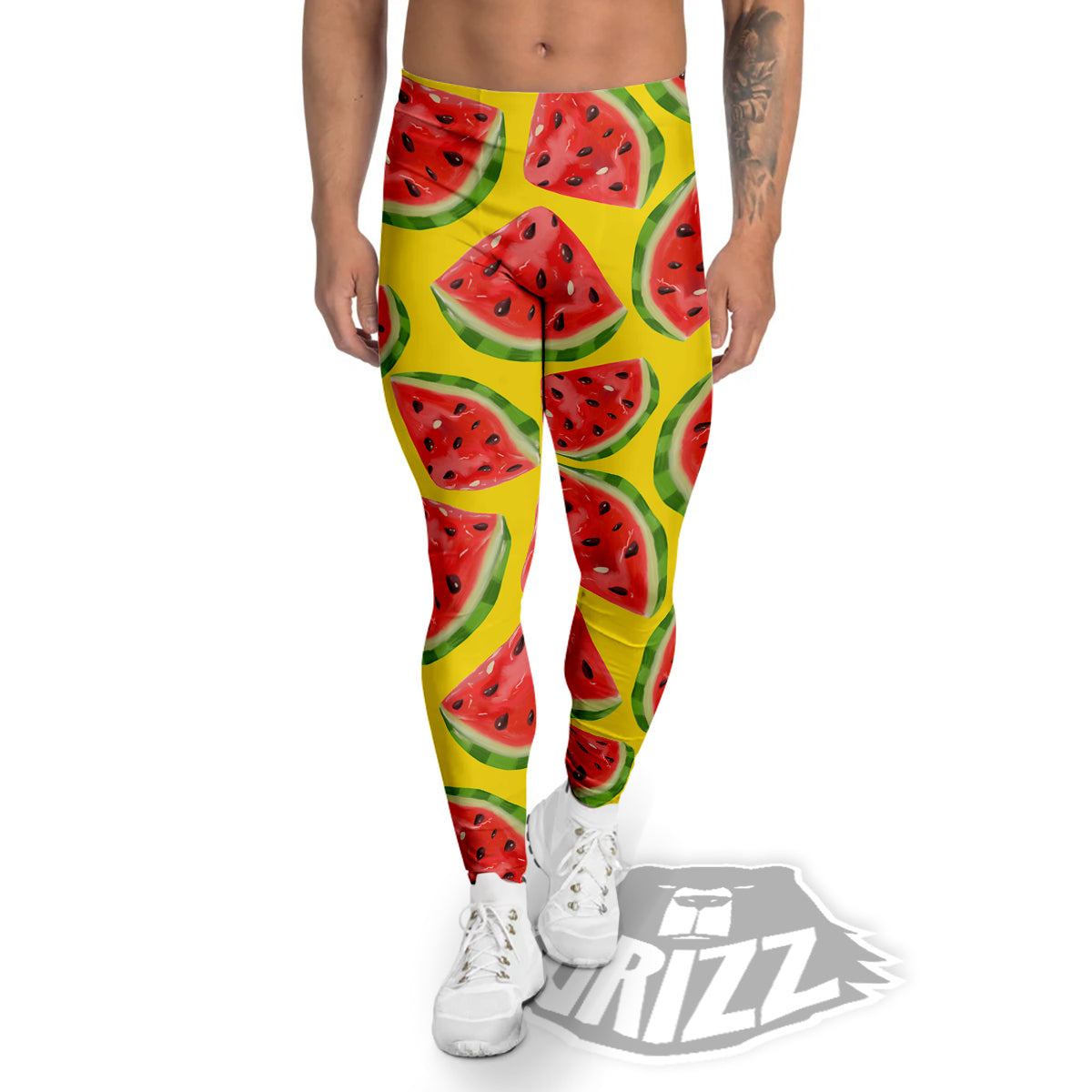 Yummy Watermelon Pieces Print Pattern Men's Leggings-grizzshop