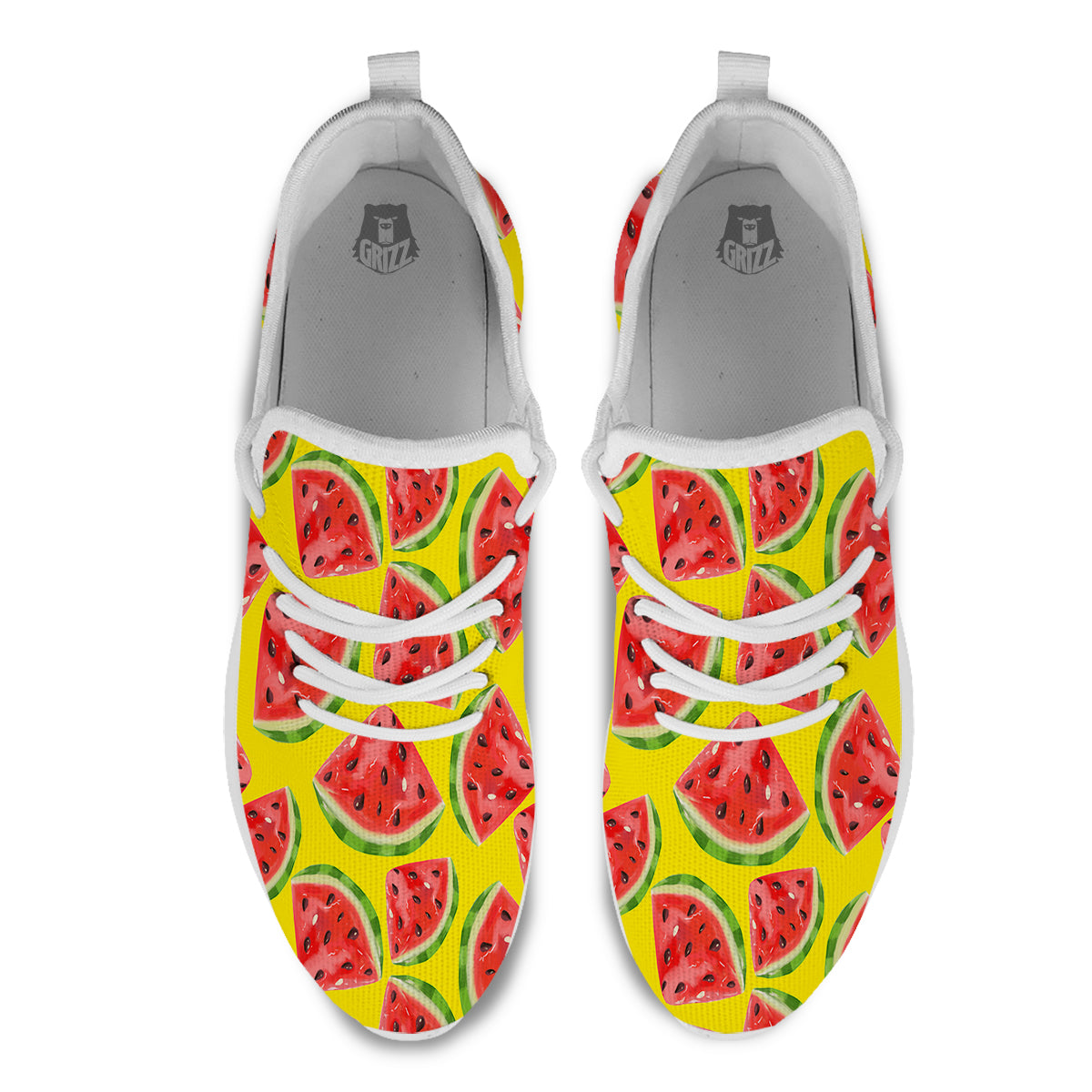 Yummy Watermelon Pieces Print Pattern White Athletic Shoes-grizzshop
