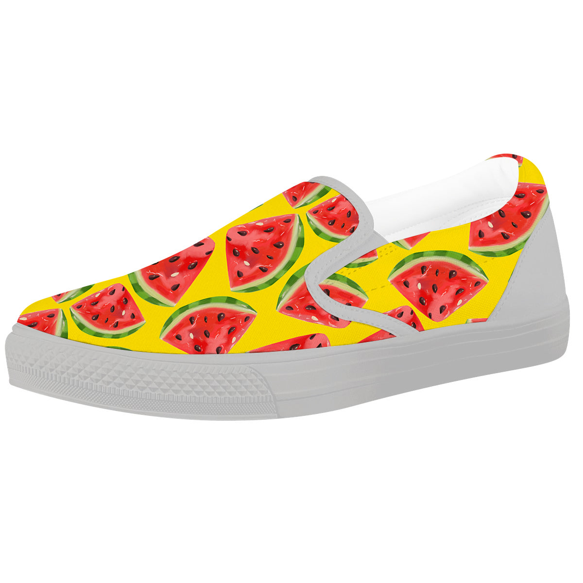 Yummy Watermelon Pieces Print Pattern White Slip On Shoes-grizzshop