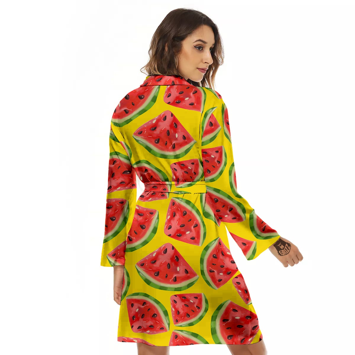Yummy Watermelon Pieces Print Pattern Women's Robe-grizzshop