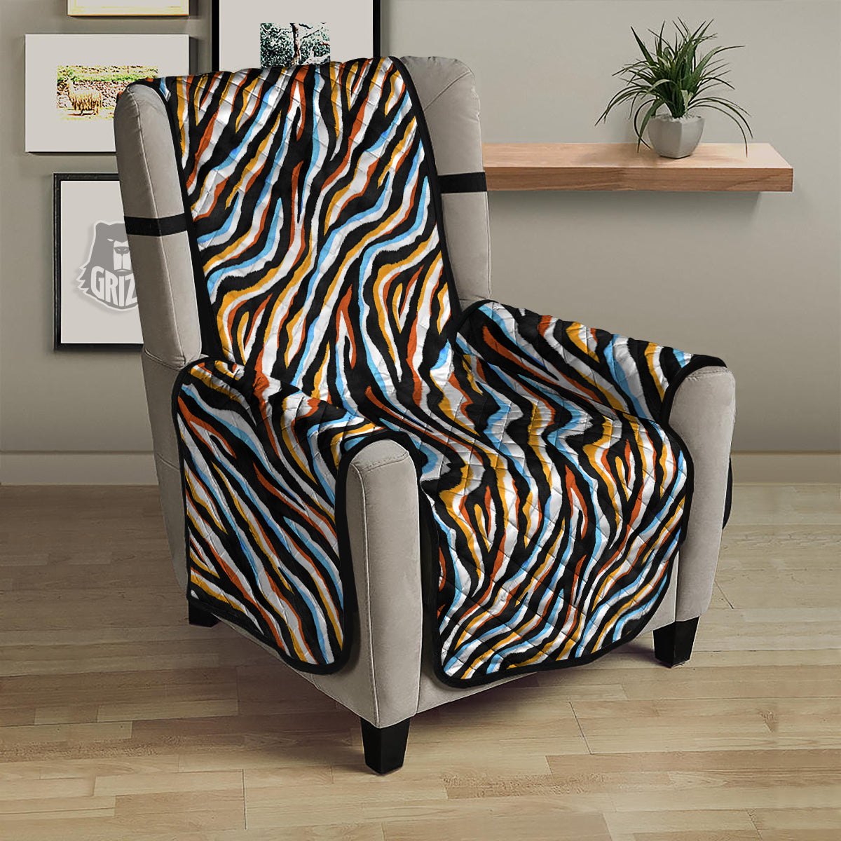 Zebra Abstract Print Pattern Armchair Protector-grizzshop