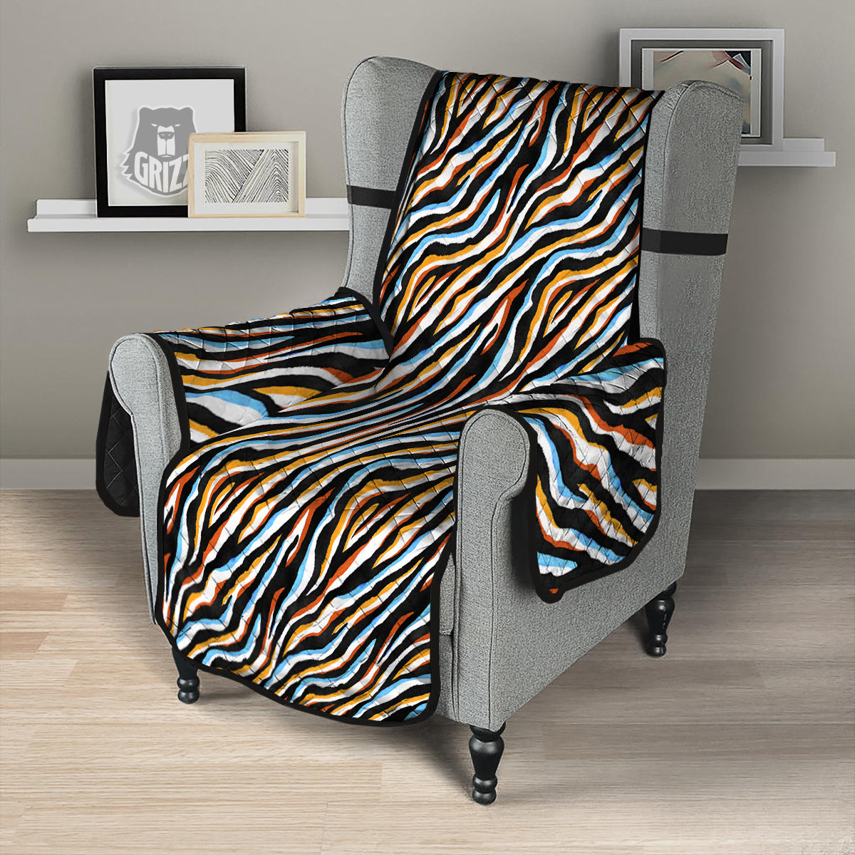 Zebra Abstract Print Pattern Armchair Protector-grizzshop