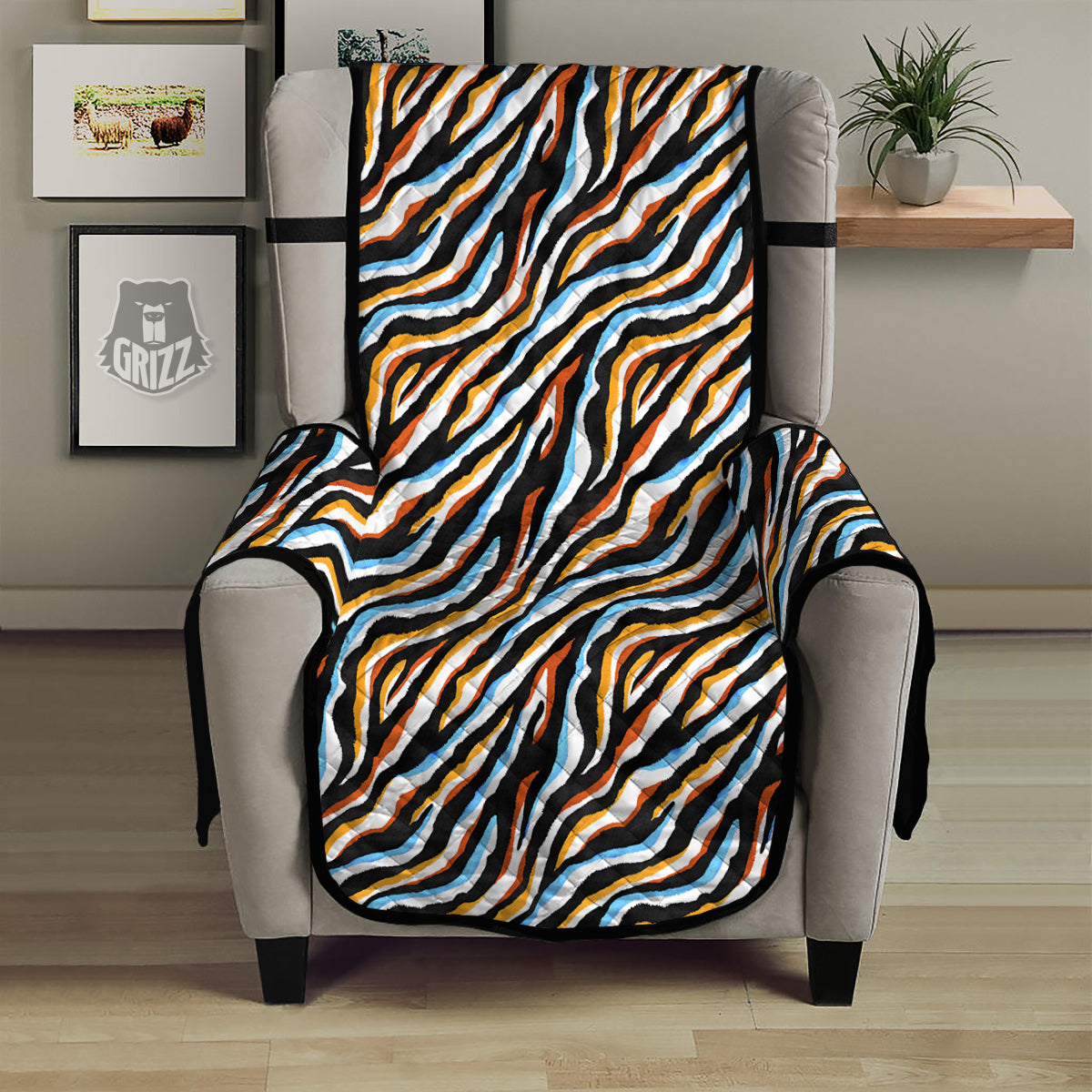 Zebra Abstract Print Pattern Armchair Protector-grizzshop