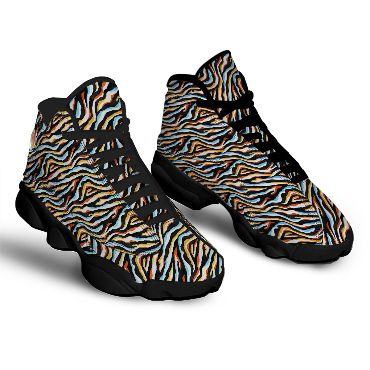Zebra Abstract Print Pattern Black Basketball Shoes-grizzshop