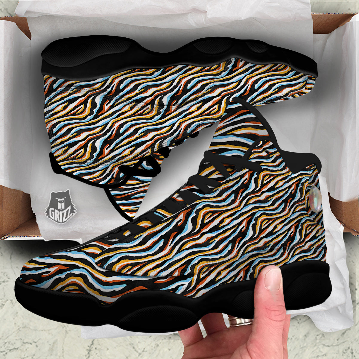 Zebra Abstract Print Pattern Black Basketball Shoes-grizzshop