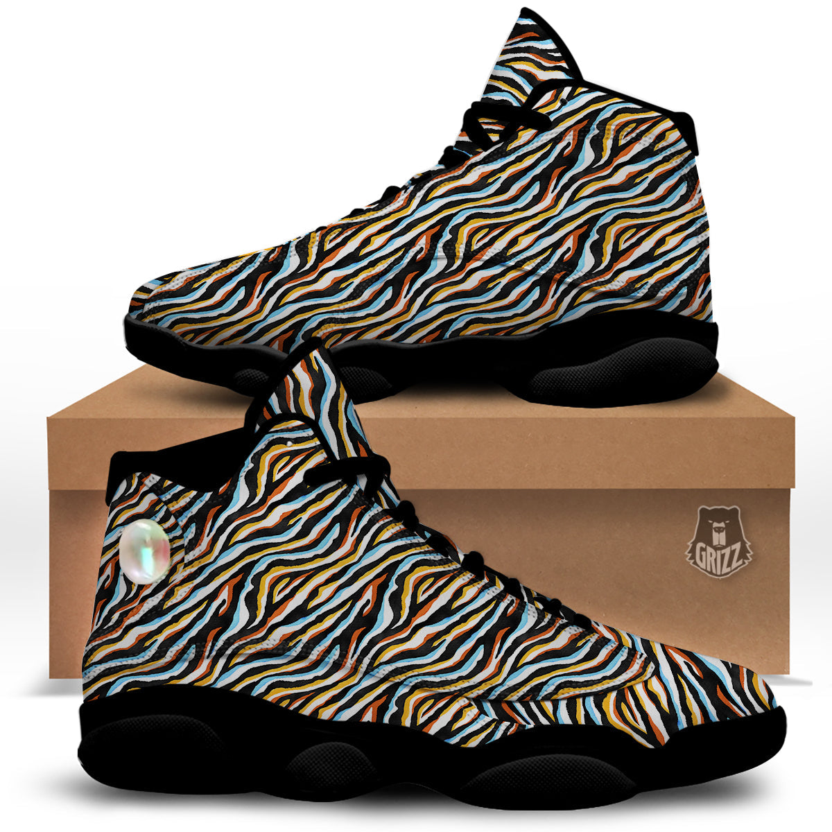 Zebra Abstract Print Pattern Black Basketball Shoes-grizzshop