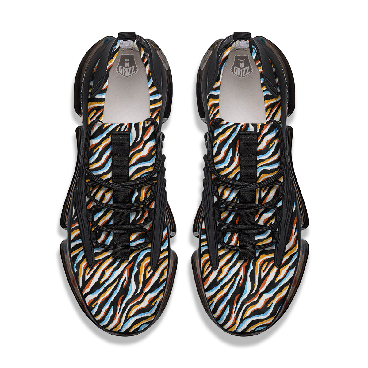 Zebra Abstract Print Pattern Black Gym Shoes-grizzshop