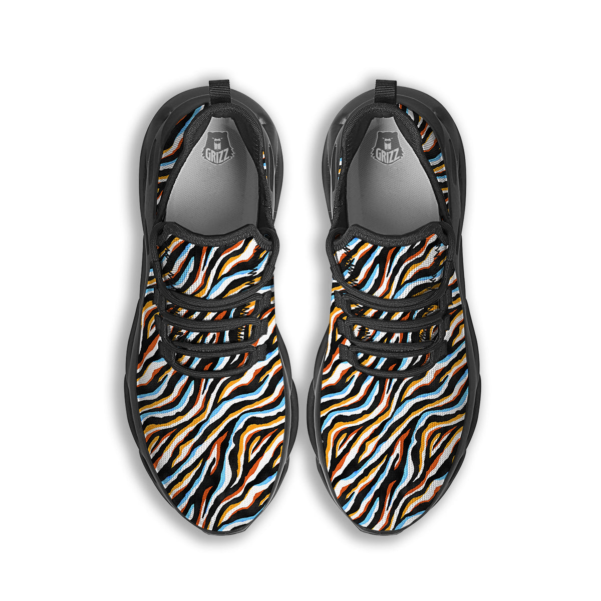 Zebra Abstract Print Pattern Black Running Shoes-grizzshop